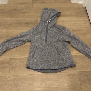 Heather grey with lavender hints hooded wool jacket by Lululemon. Size 10.
